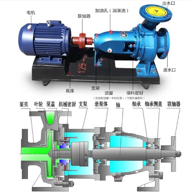 卧式清水离心泵的构造图