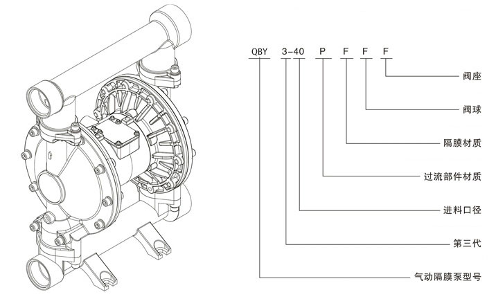 不锈钢气动隔膜泵型号意义图