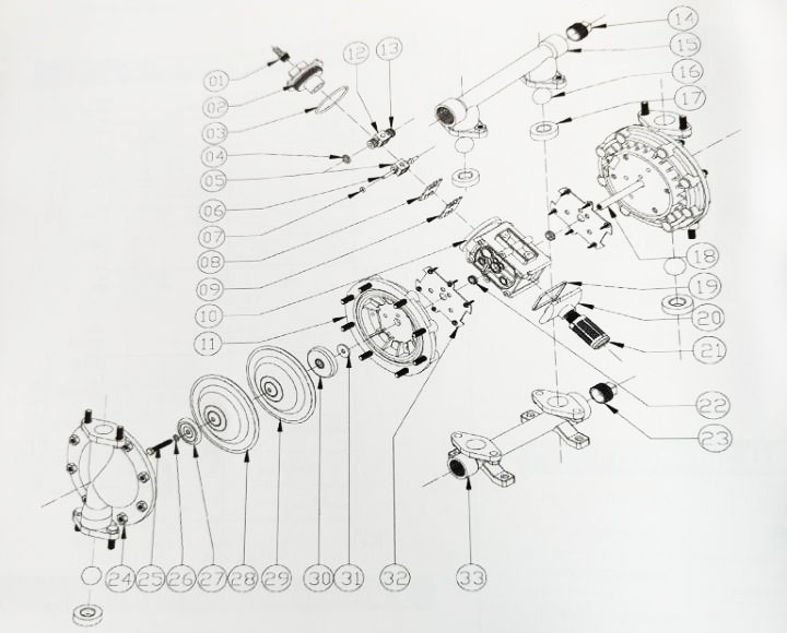 不锈钢气动隔膜泵的拆卸图