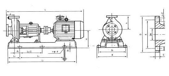 卧式清水离心泵安装尺寸图