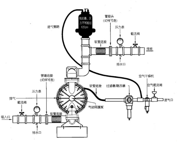 工程塑料气动隔膜泵安装图片